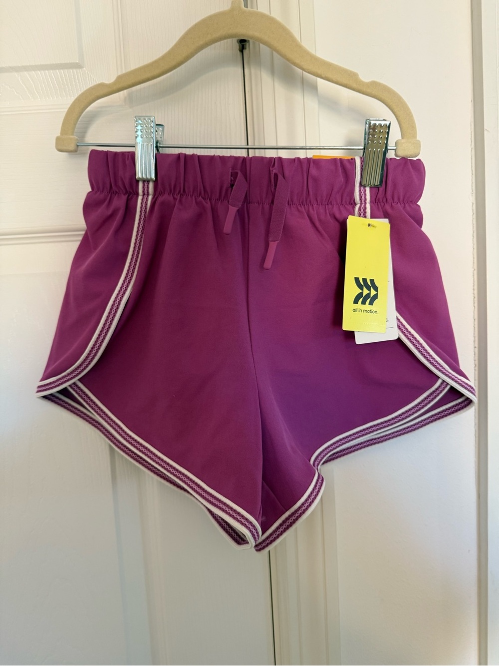 all in motion Purple Girls' Athletic Shorts with White Trim